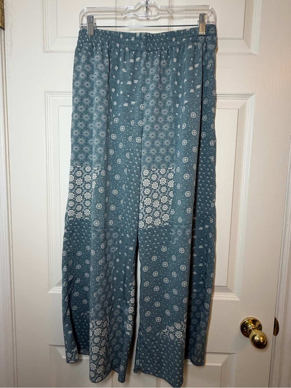 Toad&Co Teal Patchwork Wide Leg Pants Size Medium